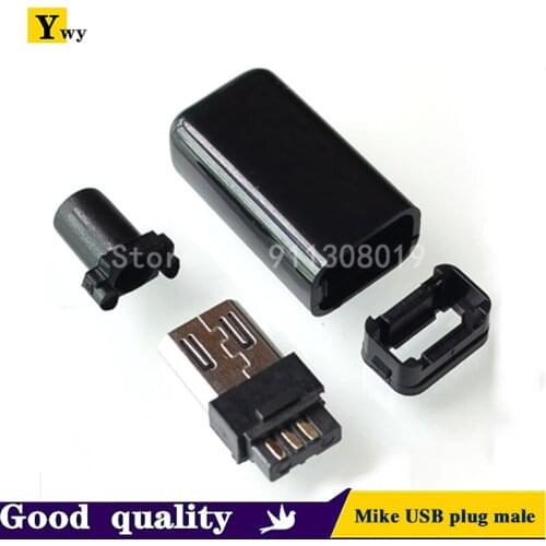 10pcs/lot Smart phone Mike USB plug male head MICRO Mike interface 5P welding wire type DIY 4-piece set
