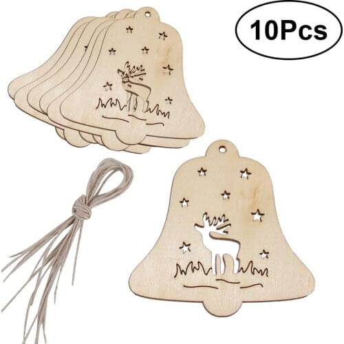 10 Pcs Christmas Wooden Christmas Tree Ornaments Wood Slice for Kids Crafts Wedding DIY Christmas Tree Decoration with Strings