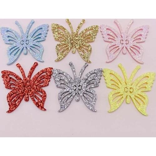 120pcs/lot Hollow gold powder glitter butterfly shiny beard butterfly DIY hair clips shoe etc decoration accessories