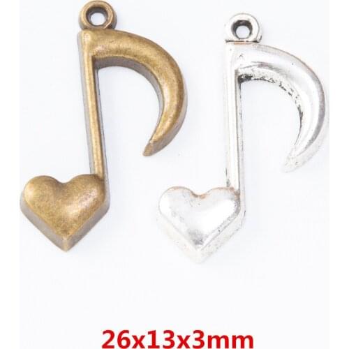 40 pieces of retro metal zinc alloy Musical notes pendant for DIY handmade jewelry necklace making 7210