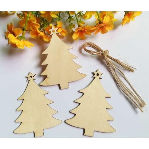 5Pcs/lot 86*64mm Christmas tree penda unfinished Engraving Christmas Tree Shaped Wood Buttons Card DIY Decoration Crafts