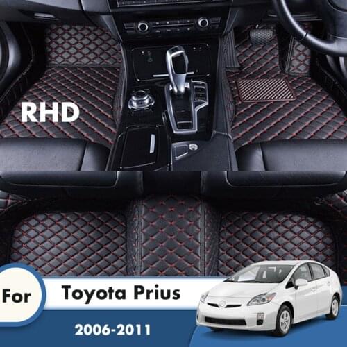 RHD Car Floor Mats For Toyota Prius 2011 2010 2009 2008 2007 2006 Carpets Leather Custom Auto Styling Accessories Interior Cover