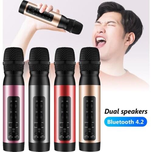 Wireless Bluetooth Phone Condenser Microphone Dual Speaker Recording Karaoke Mic