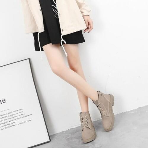 Women Flat Ankle Boots Lace Up Suede Shoes Lady Black 2020 Autumn Fashion Ankle Boots Women Punk Motorcycle New Shoes