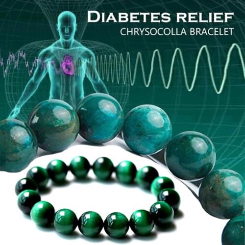 Diabetes Relief Natural Chrysocolla Crystal Energy Beaded Bracelet 8mm Natural Bracelet Gemstone Unisex Stretchy Hand String