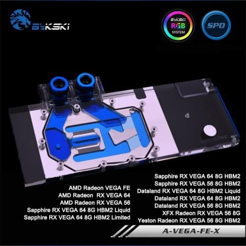 Bykski A-VEGA-FE-X, Full Cover Graphics Card Water Cooling Block RGB/RBW, for Founder Edition VEGA