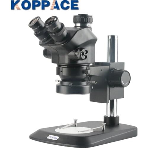 KOPPACE 7X-50X Black Trinocular Stereo Microscope 144 LED Ring Light 0.5X CTV Interface Mobile Phone Repair Microscope
