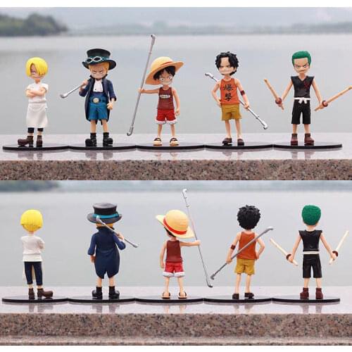 Childhood Luffy Action Anime One Piece Sabo Ace Sanji Zoro Creative Birthday Gift Ornament Model Cute Little Luffy Figurine Toys