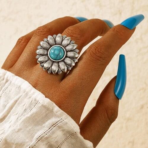 Docona Charms Geometry Green Opal Stone Joint Midi Rings for Women Bohemia Oval Flower Party Jewelry Accessories Anillos 18563