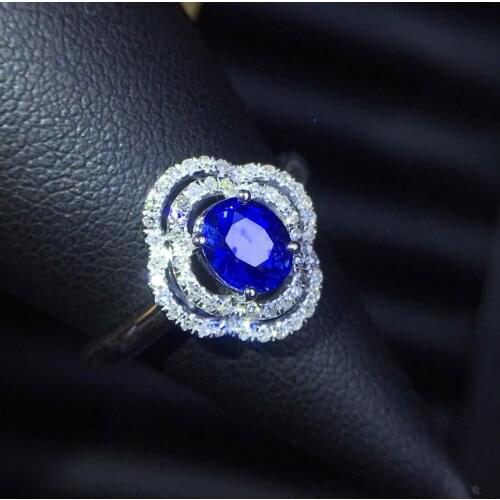 Fine Jewelry Sapphire Ring Natural 1.17ct Unheat Royal Blue Sapphire Gemstone Pure 18 K Gold Jewelry For Women Diamonds Rings