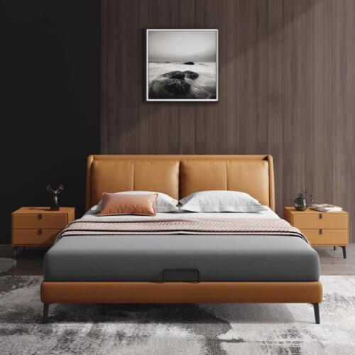 Italian Minimalist Leather 1.8m Bed Modern Simple Master Bedroom Light Luxury Nordic Soft Wedding Bed