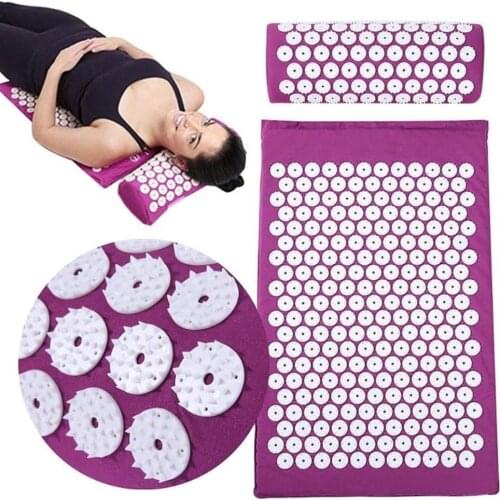 Massage mat Cushion Shakti Mat Acupressure Relieve Back Body Pain Spike Mat Acupuncture Massage Yoga Mat with Pillow 66*42cm
