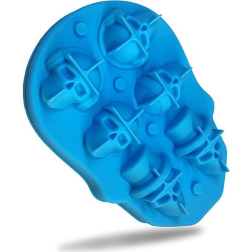 Creative Whisky 6-Cavity 3D Skull Ice Cube Chocolate Cocktails Whisky Ice Mould Tray