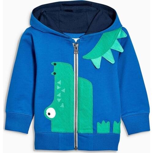 Little Maven New Autumn Spring Kids Blue Cartoon Animal Applique Cotton Full- sleeved Boys 1-6yrs Casual Zipper Hoodies