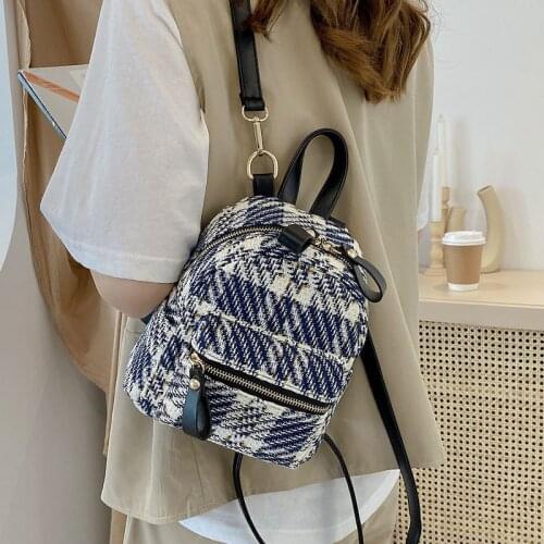Retro Small Bag Luxury Designer Female Bag New Trend Korean Fashion Backpack Lattice Small Bagpack