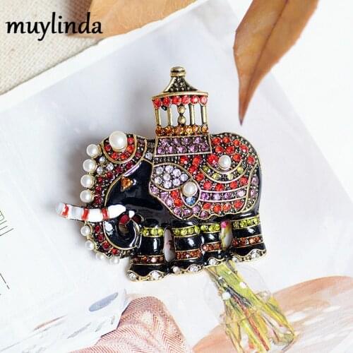 Muylinda Luxury Crystal Animal Pin Enamel Elephant Brooch Brooches For Man Women Party Banquet Pins Clothese Accessories
