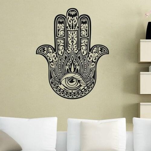 Hamsa Hand Wall Sticker Fatima Yoga Indian Buddha Wall Decals Home Decor Vinyl Art Murals For Living Room Bedroom Decoration