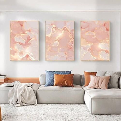 Pink Watercolor Texture Nordic Canvas Painting Home Poster and Print Picture for Living Room Abstract Scandinavian Wall Art