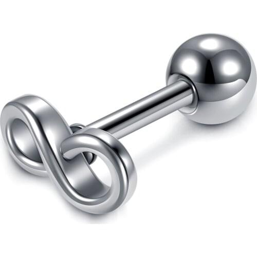 PiercingJ 16G Stainless Steel Infinity Eternity Endless Love Stud Barbell Ear Helix Cartilage Studs 1/4" Bars Earring Studs