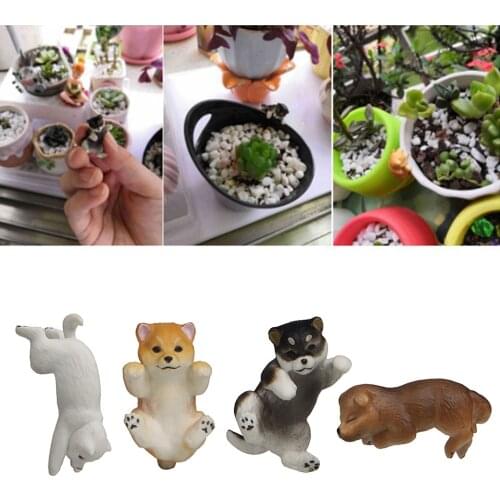 Mini Plastic Dog Figures Hand-painted Ornament for Dollhouse Collection Water Glass Decoration