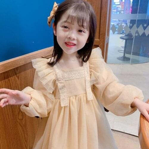 Girls Dress 2021 Spring and Summer New Sweet Fashion Gauze Princess dress Children Lovely girl clothes