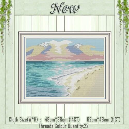 Beach scenery seaside decor diy painting counted printed on the canvas DMC 11CT 14CT kit Cross Stitch embroidery needlework Sets