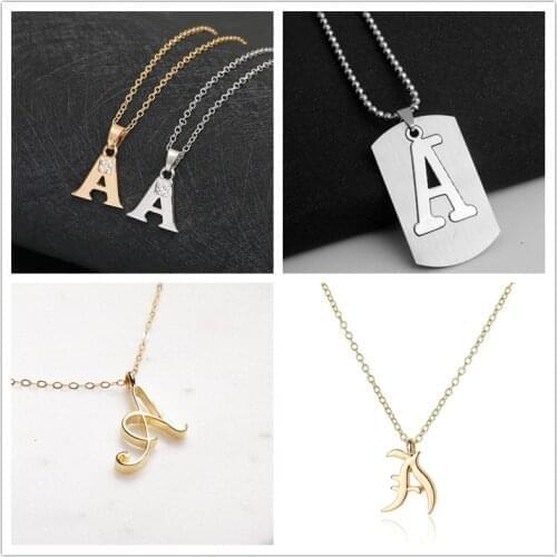 Gift 1pcs Family mom name Initial Letter A monogram alphabet Stainless steel alloy 26 English word sign pendant Necklace jewelry