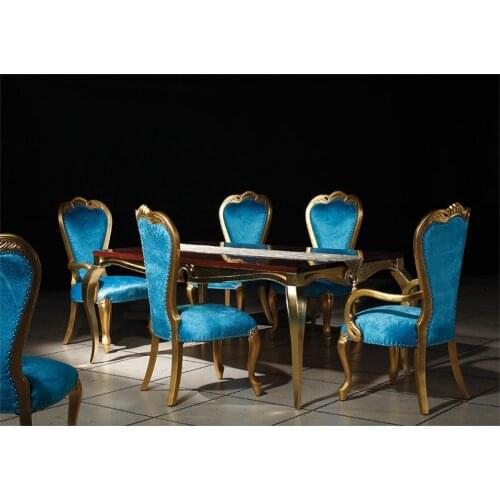 Factory directly modern fashionalbe golden solid wood dining table sets Europeo moderno tavolo da pranzo in legno set GH228
