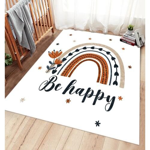Rainbow kids room carpet play mat educational cloudy living room