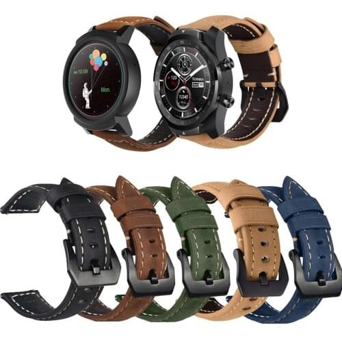 Crazy Horse Genuine Leather Strap Band for Ticwatch E 2 strap for Ticwatch Pro E2 S2 GTX Pro3 2020 watchbands 20mm 22mm