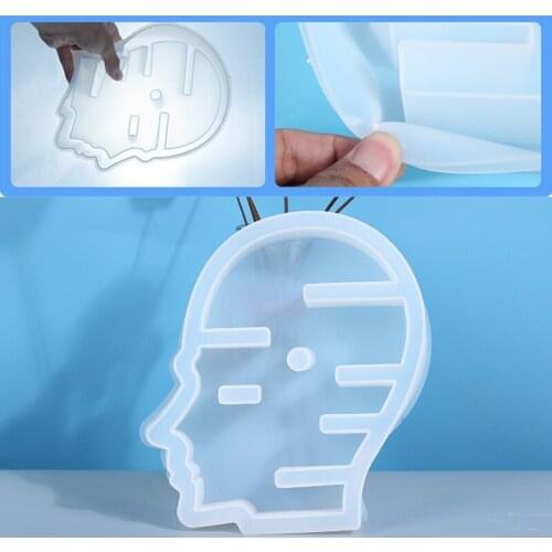 Human Head Silicone Mold Transparent Human Head Shape Resin Casting Mould Jewelry Ornament Making Home Desktop Decoration