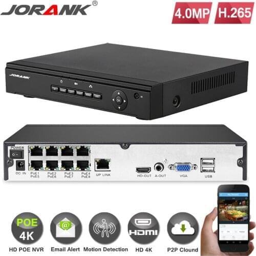 1080P Onvif 8CH NVR CCTV System 4MP 2.0MP Phone XMeye P2P Surveillance System 48V PoE NVR Recorder System Kit Camera Surveillan