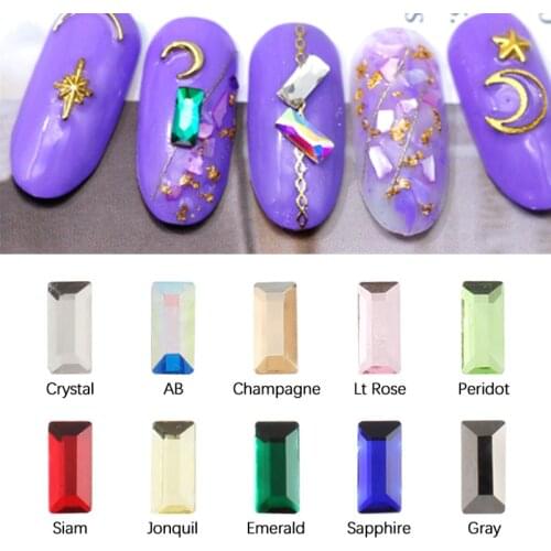 30Pcs/pack White AB Nail Rhinestones Strip Crystal Glitter Nail Stones DIY 3d Design Nail Art Decorations