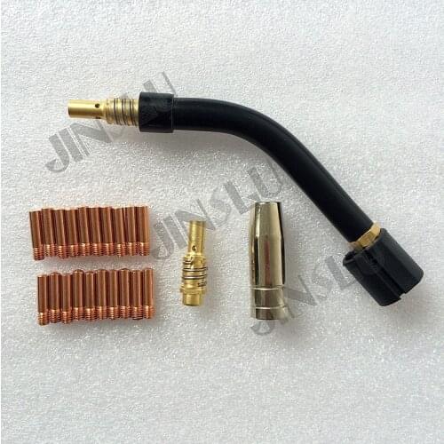 42PCS Mig wedling torch consumables 15AK Binzel type swan neck , nozzle , tip holder , contact tips M6*28 0.8