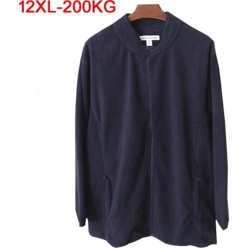 Autumn Winter Large Size 9XL 10XL 11XL 12XL Men Fleece Sports Sweatshirt Warm Jackets Zipper Hoodies Oversize Coat 150KG 60 62