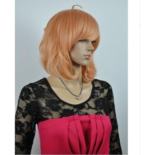 Zhaoxia++01589@Q8+New Fashion Light Orange short fluffy Cosplay Wig with Hairnet MA24
