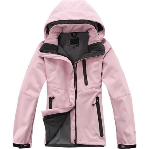 Windproof Waterproof Soft Shell Jacket Womens Outdoor Fleece Fleece Warm Hooded Fleece Jacket