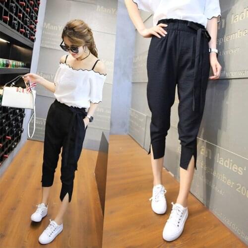 Harajuku Womens Pants Womens Four Seasons Home Casual Chiffon Sports Loose Leggings Sweatpants Womens Overalls