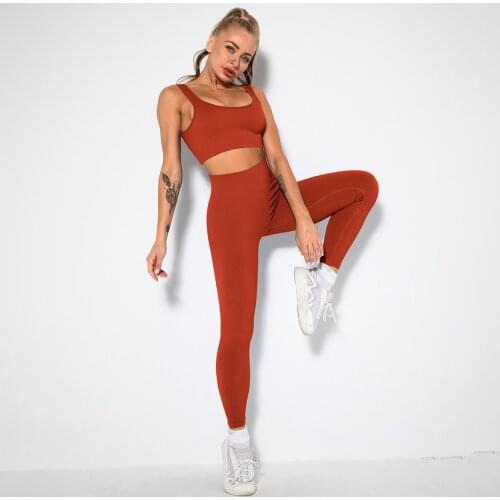 Womens Seamless Yoga Suit Sportswear Fitness Suit Sports Bra Leggings 2 Piece Sets Gym Clothes Costume For Yoga Female