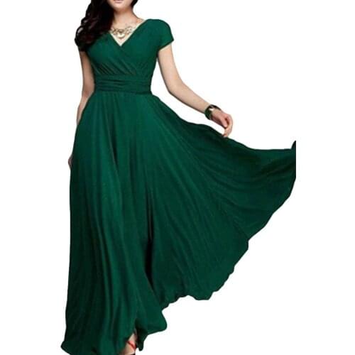 2020 New Summer Beach Maxi Dress Women Floral Print Long Chiffon Dress Ruffles Casual V-Neck Split Sexy Party Dress Robe Femme