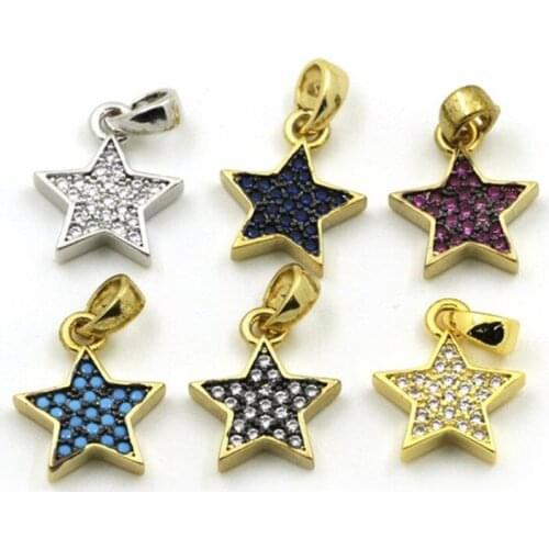 Star pendant beads Micro Pave star Bead CZ Bead Clear red corundum