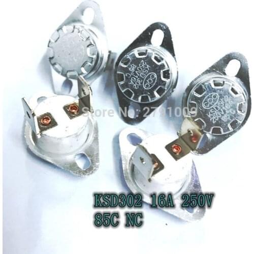 10PC KSD302 / KSD301 85C Normally Closed Manual Reset Temperature Switch Ceramics 16A 250V 85 Degrees NC Automatic Disconnection