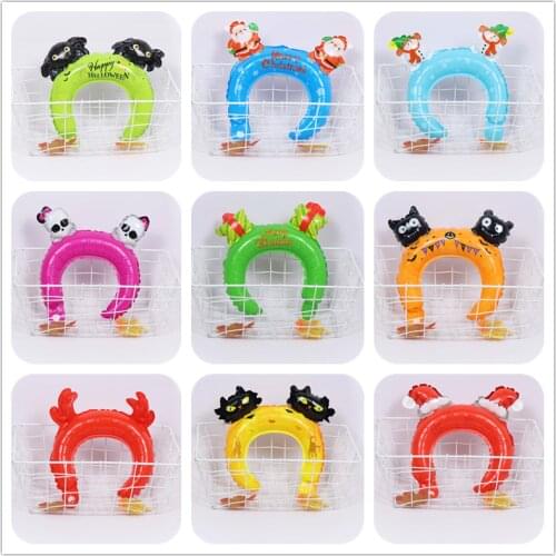 100lovely Christmas and Halloween animal headdresses foil balloon Ghost bat Spider Santa Claus socks gifts birthday party suppli