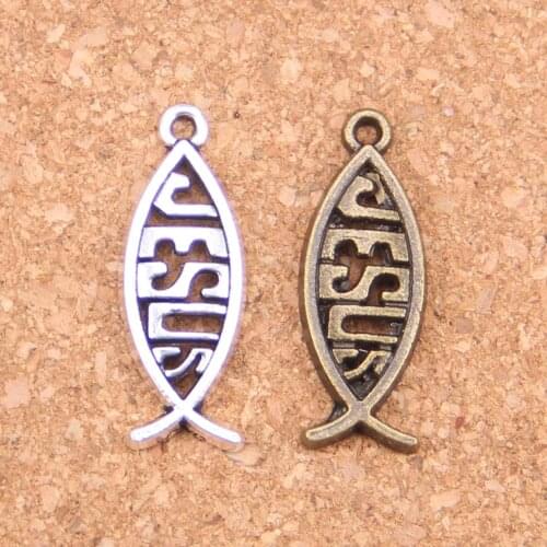 18pcs Charms fish jesus 27x10mm Antique Pendants,Vintage Tibetan Silver Jewelry,DIY for bracelet necklace