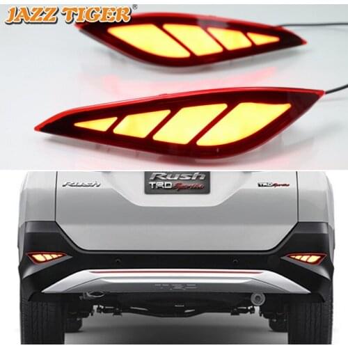 2-in-1 Functions Car LED Rear Fog Lamp Brake Light Rear Bumper Decoration Lamp For Toyota Rush 2018 2019 2020