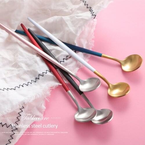 304 Stainless Steel Long Handled Stainless Steel Coffee Spoon Ice Cream Dessert Tea Spoon For Picnic Kitchen Accessories