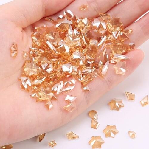 50 Aurora Champagne Shaped Diamonds Aurora Crystal Drops Rhombus Arrow Color Flat Back Gems 3D Gems Nail Art Decoration