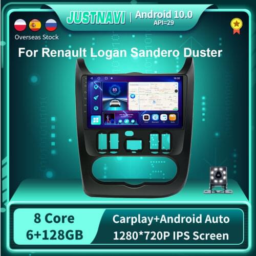 6G 128G Car Radio For Renault Logan Sandero Lada Largus Dacia Duster 2009-2016 GPS 1280*720P Android 10.0 IPS OBD Player No DVD