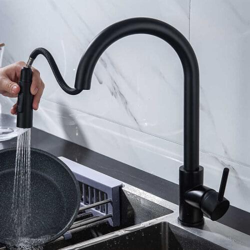 Black brass 360-degree rotating kitchen faucet handle hot and cold mixer pia crane handle