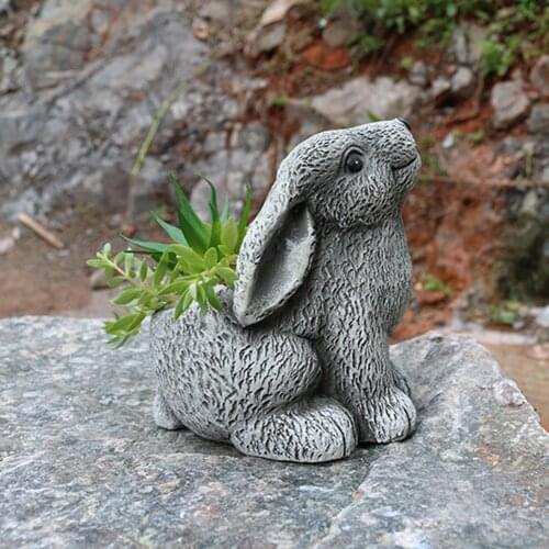 Cartoon Rabbit Shaped Cement Pots Bonsai cultivation Supplies Succulent plants Desktop pots Office Decorative 1 Pcs